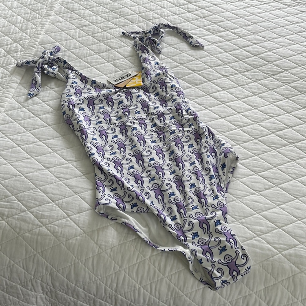 Beautiful new with tags Roller Rabbit monkey print one piece bathing suit